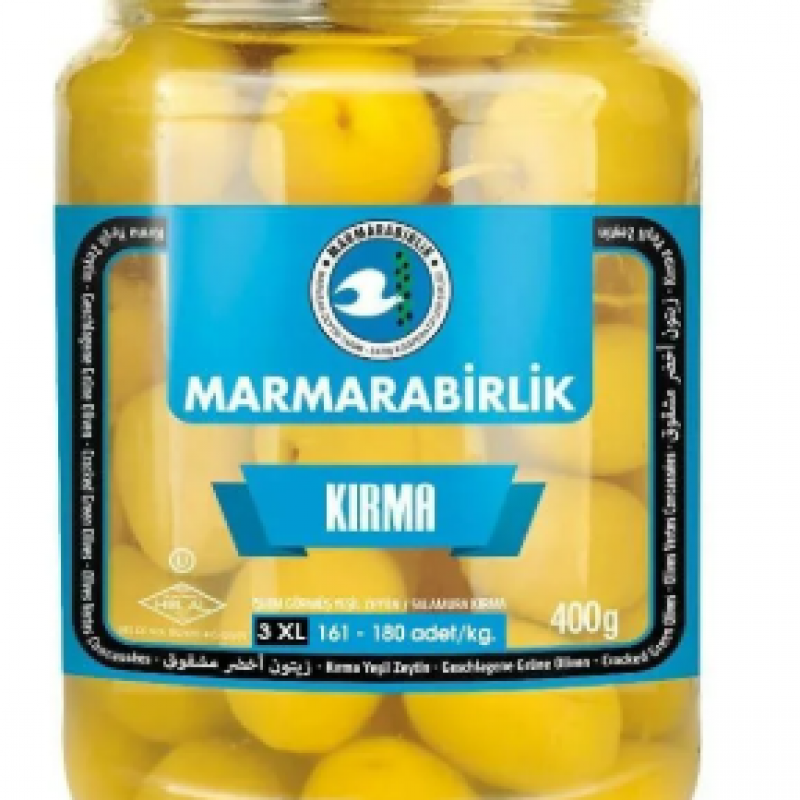 MARMARA BİRLİK 3XL İşlem Görmüş Salamura Kırma Yeşil Zeytin 670 Gr