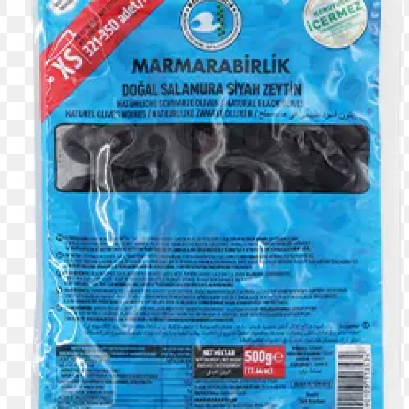 MARMARA BİRLİK XS Doğal Salamura Siyah Zeytin 500 Gr