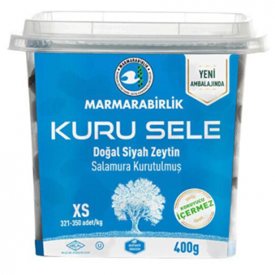 MARMARA BİRLİK XS KURU SELE Doğal Siyah Zeytin Salamura Kurutulmuş 410 Gr